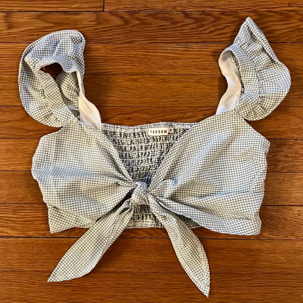 Farrow Women’s Gingham Tie Front Crop Top